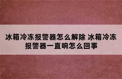 冰箱冷冻报警器怎么解除 冰箱冷冻报警器一直响怎么回事